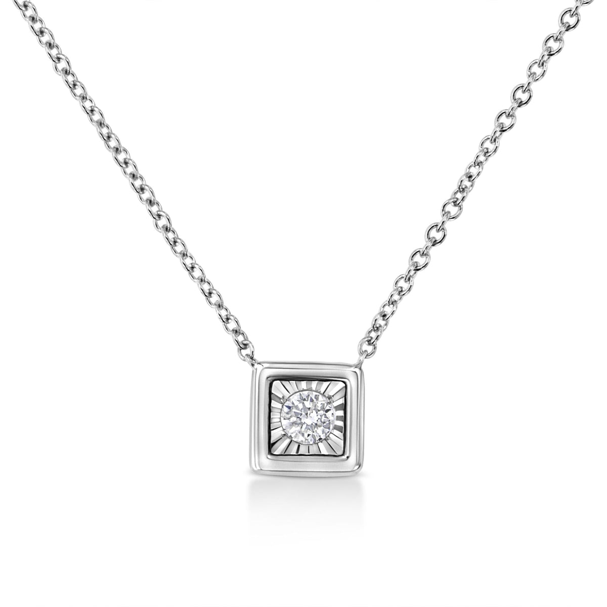 10K White Gold Miracle Set Diamond Pendant Necklace - Choice of Shape