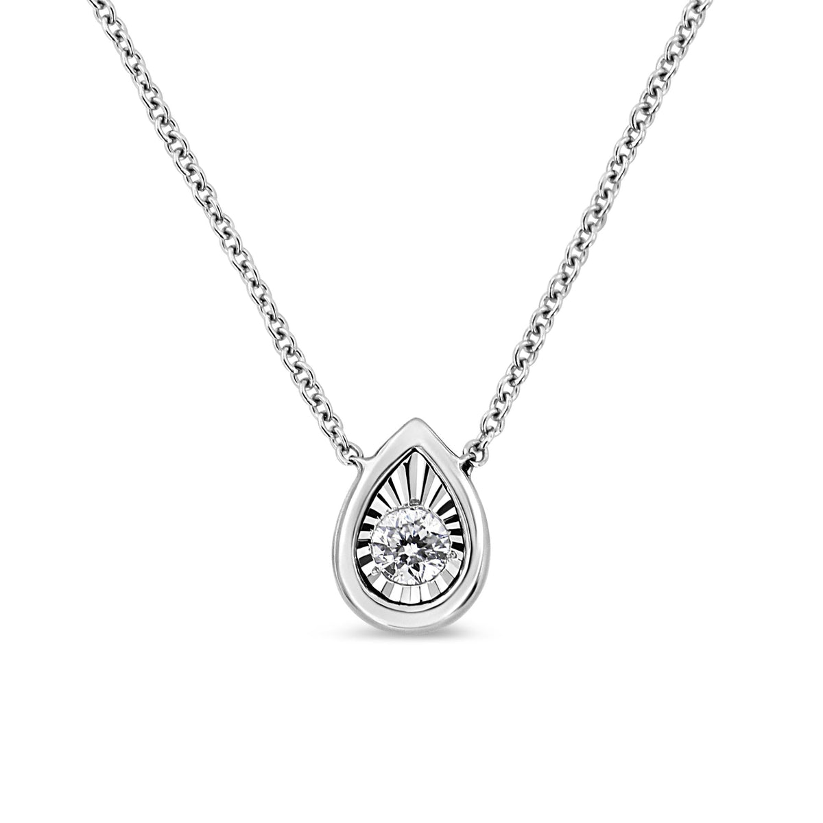 10K White Gold Miracle Set Diamond Pendant Necklace - Choice of Shape