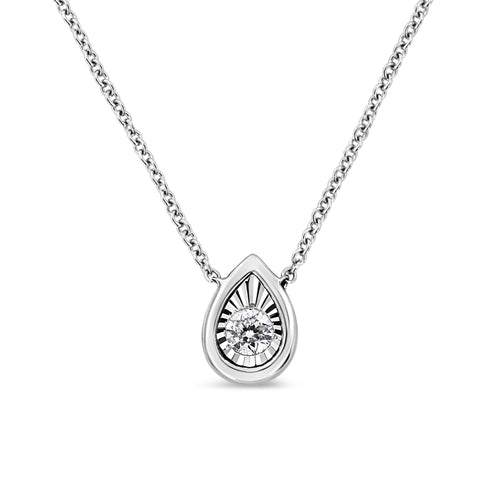 10K White Gold Miracle Set Diamond Pendant Necklace - Choice of Shape