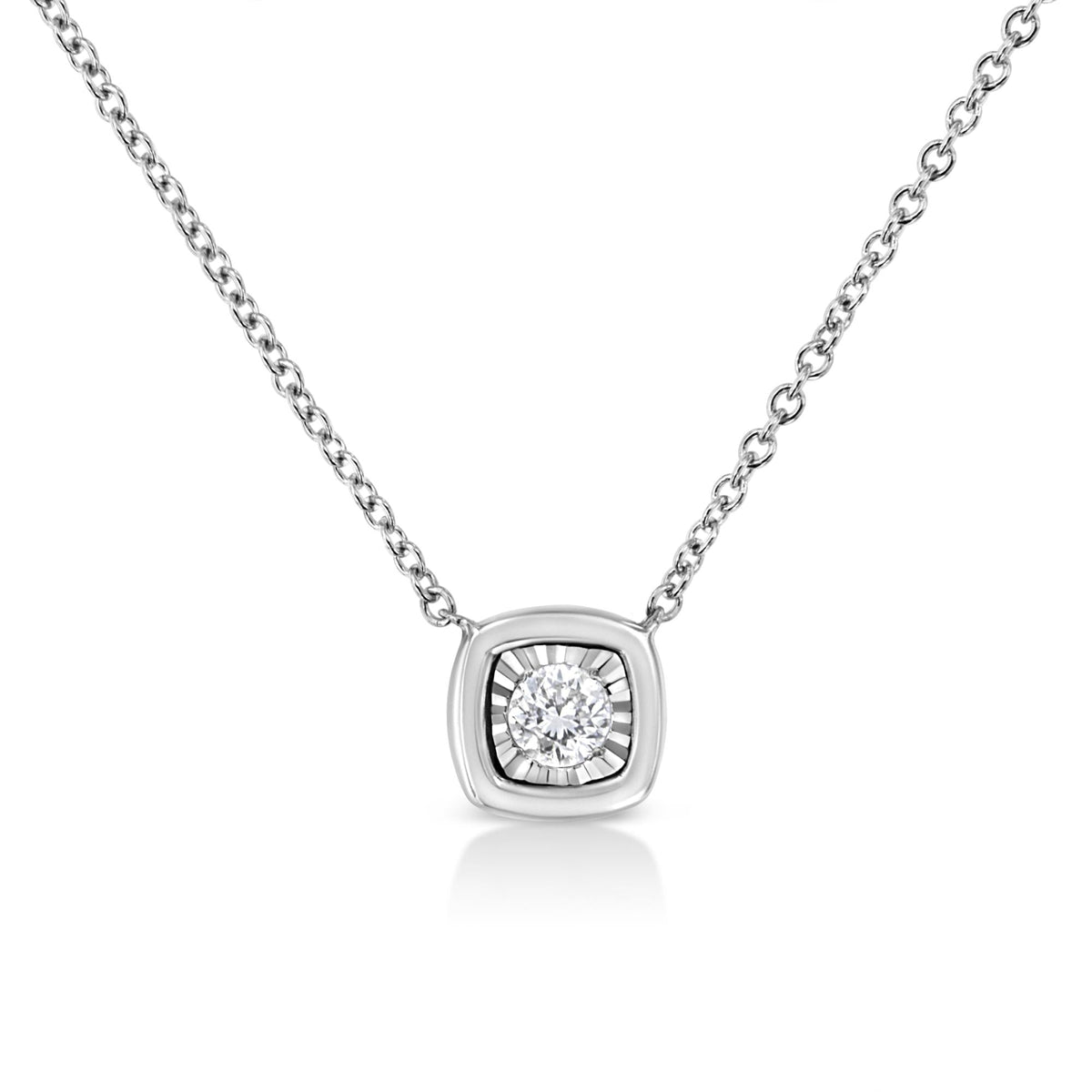 10K White Gold Miracle Set Diamond Pendant Necklace - Choice of Shape