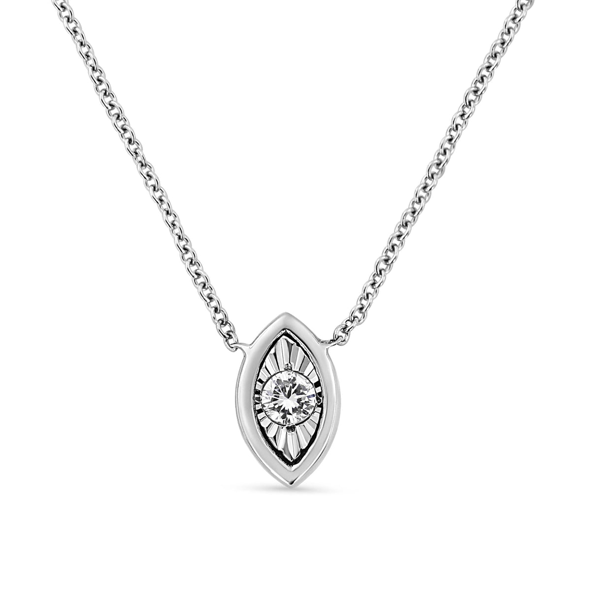10K White Gold Miracle Set Diamond Pendant Necklace - Choice of Shape