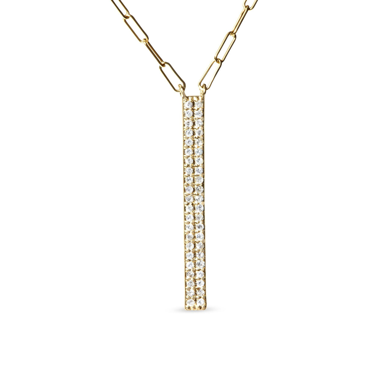 14K Yellow Gold Diamond Two-Strand Marquise & Bar Necklace