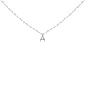 10K White Gold Diamond Accent "A-Z" Block Initial Pendant Necklace
