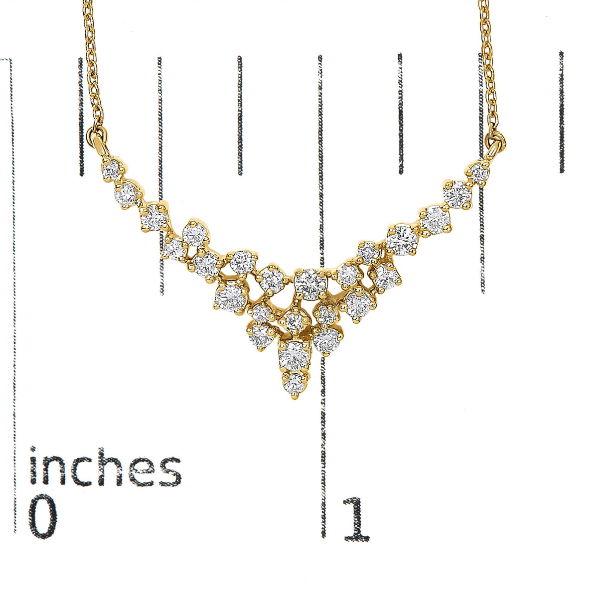 14K Yellow Gold Diamond Scattered V-Shape Necklace