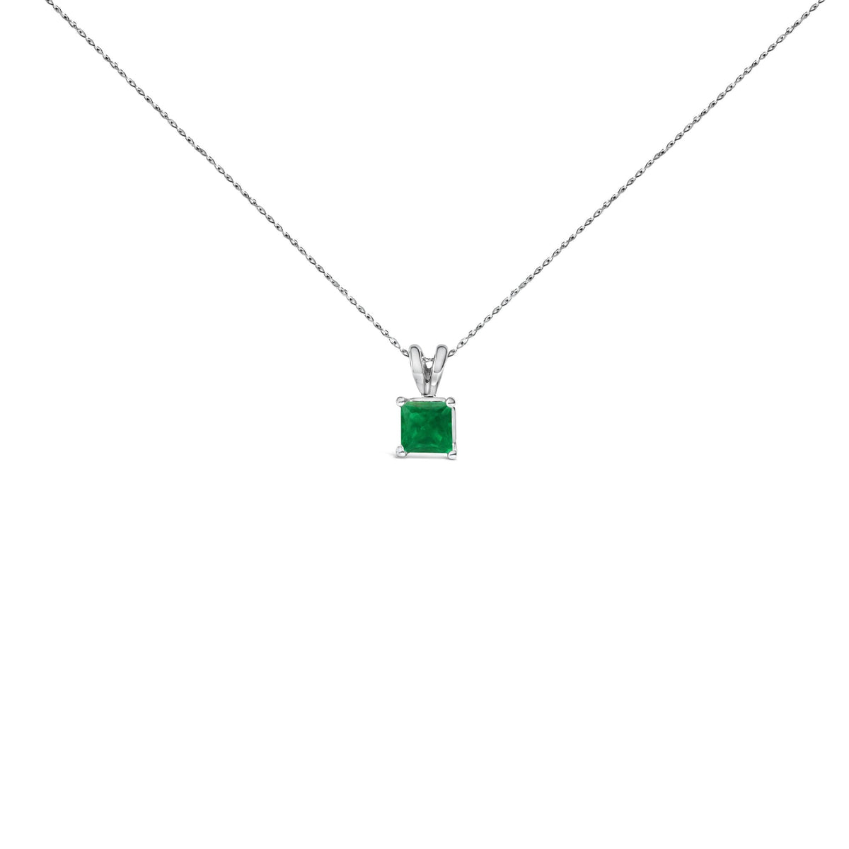 14K Gold 5x5 MM Square Shaped Gemstone Solitaire Pendant Necklace