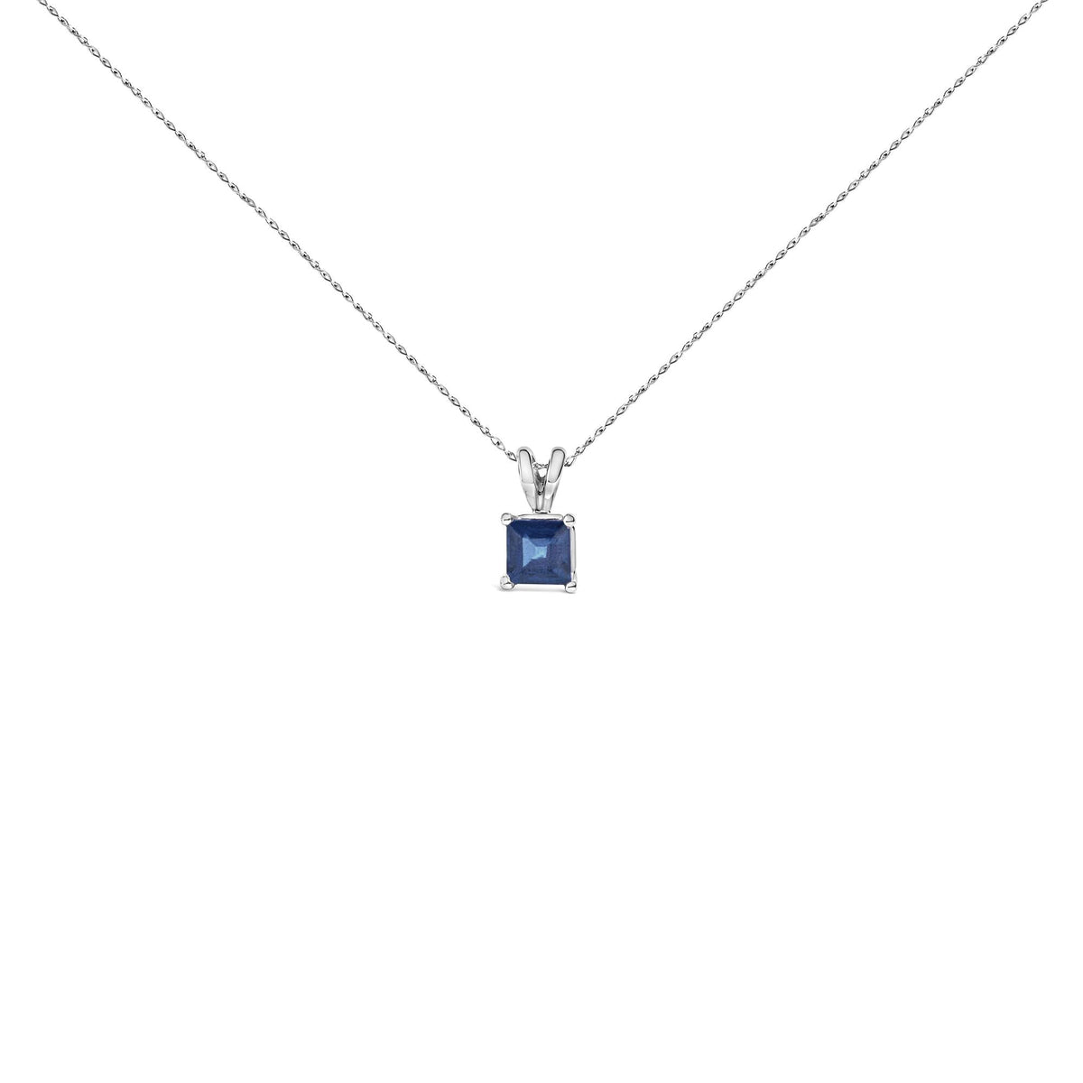 14K Gold 5x5 MM Square Shaped Gemstone Solitaire Pendant Necklace