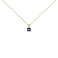 14K Gold 5x5 MM Square Shaped Gemstone Solitaire Pendant Necklace