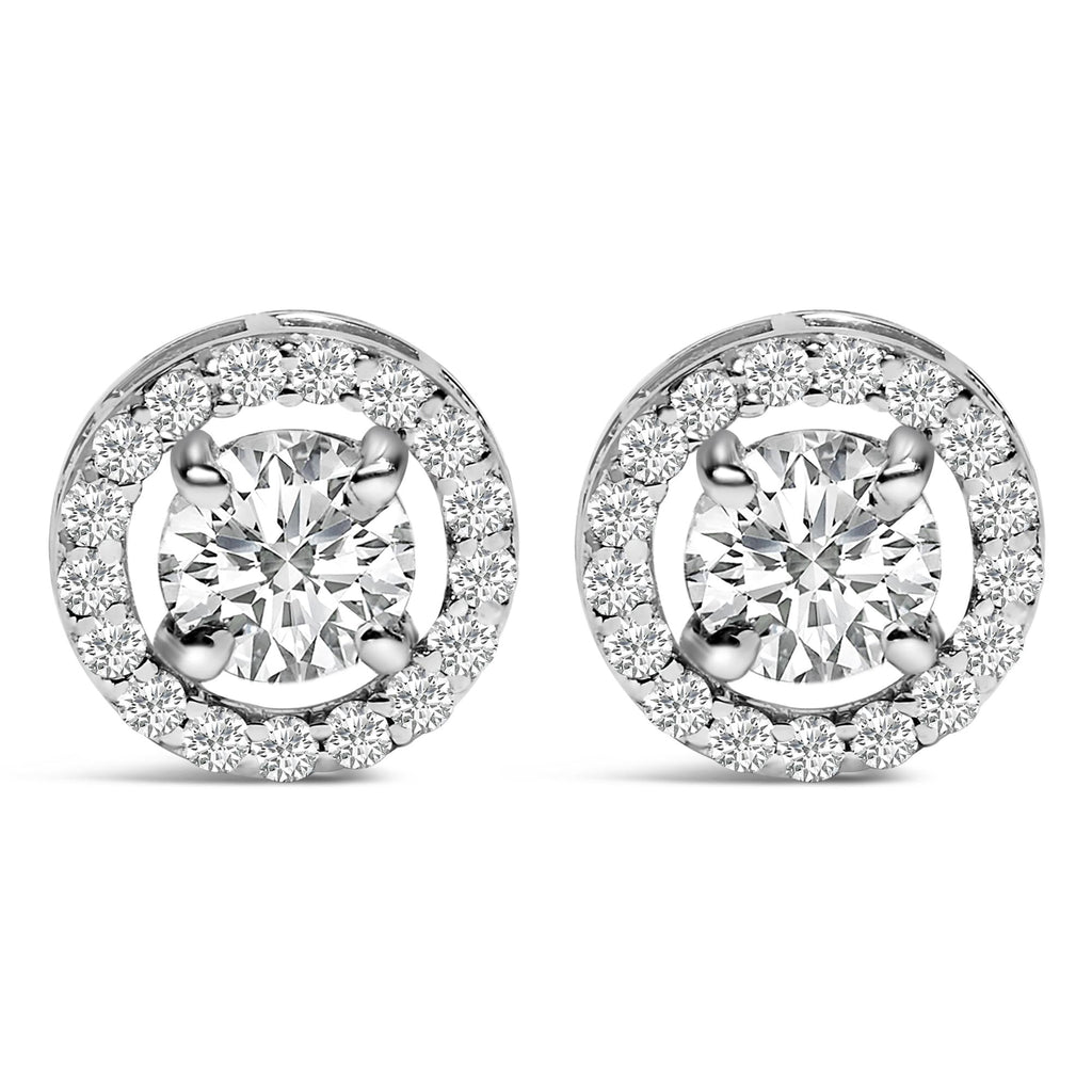 Men's Lab Grown Diamond Halo Cufflinks in 14K White Gold