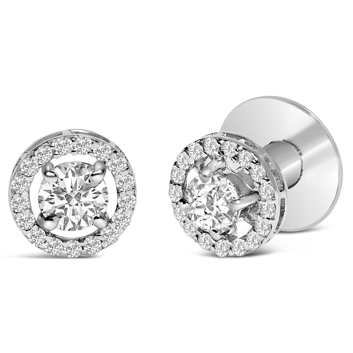 Men's Lab Grown Diamond Halo Cufflinks in 14K White Gold