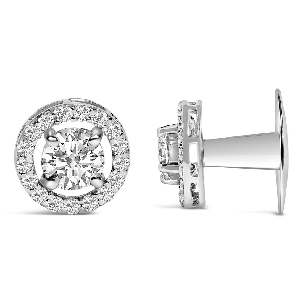 Men's Lab Grown Diamond Halo Cufflinks in 14K White Gold