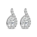 14K White Gold 5/8 Cttw Lab Grown Diamond Tear Drop Halo Stud Earring