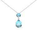 18K White Gold London Blue Topaz & Diamond Pendant Necklace