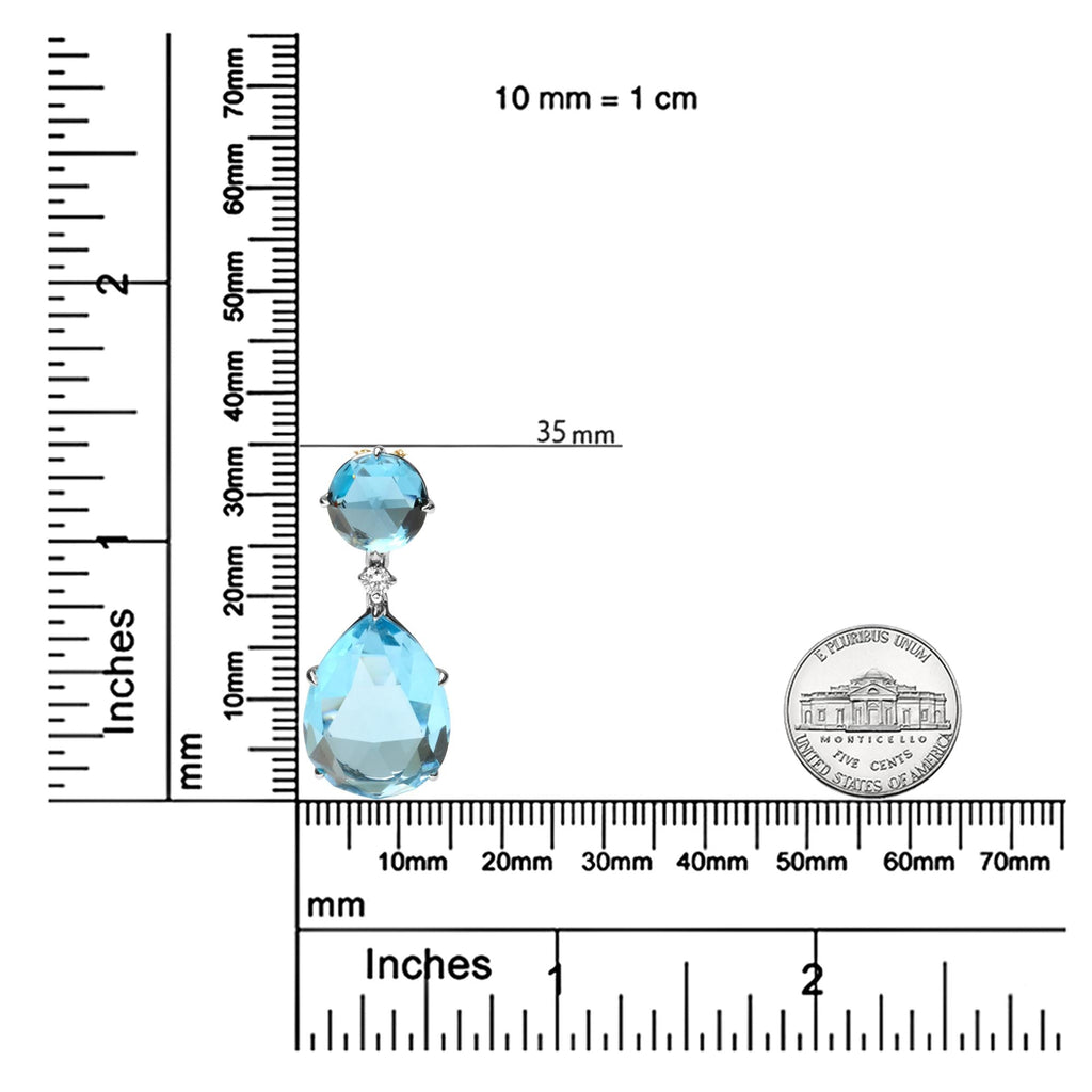 18K White Gold London Blue Topaz & Diamond Pendant Necklace