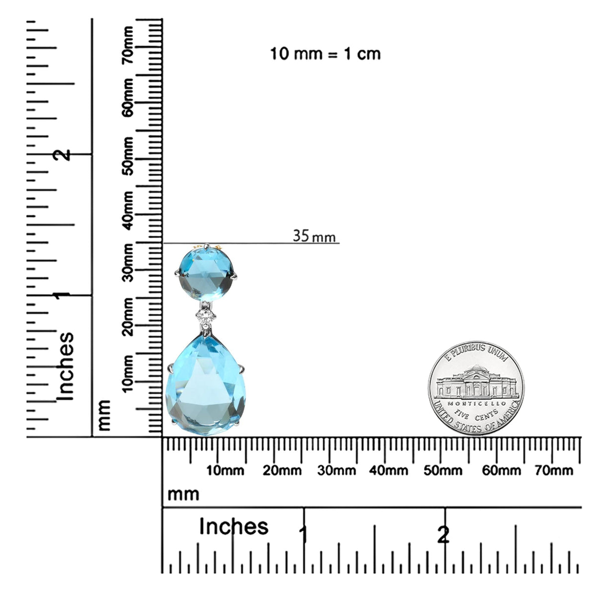 18K White Gold London Blue Topaz & Diamond Pendant Necklace