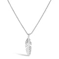 14K White Gold Diamond Accent Feather Pendant Necklace