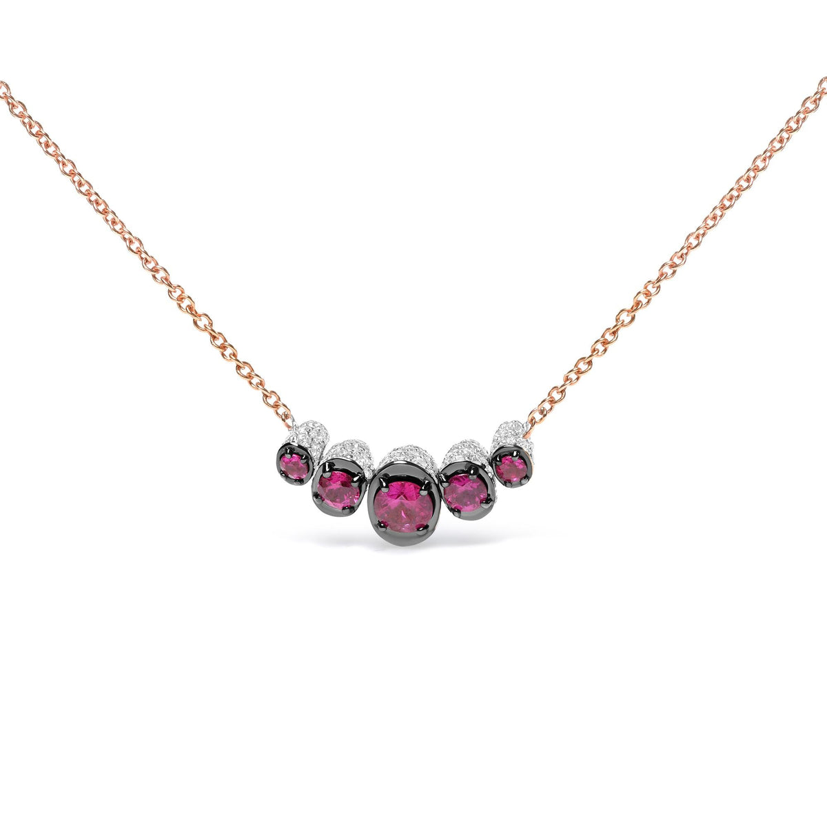 18K Rose Gold Ruby & Diamond Choker Necklace
