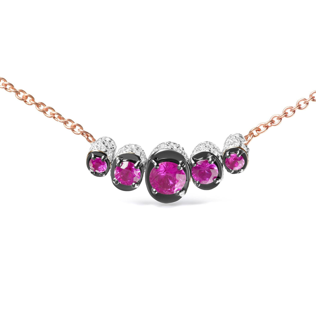 18K Rose Gold Ruby & Diamond Choker Necklace