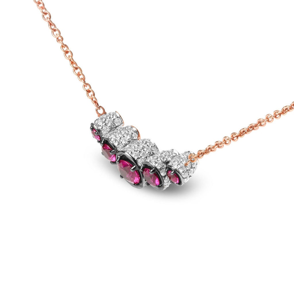 18K Rose Gold Ruby & Diamond Choker Necklace