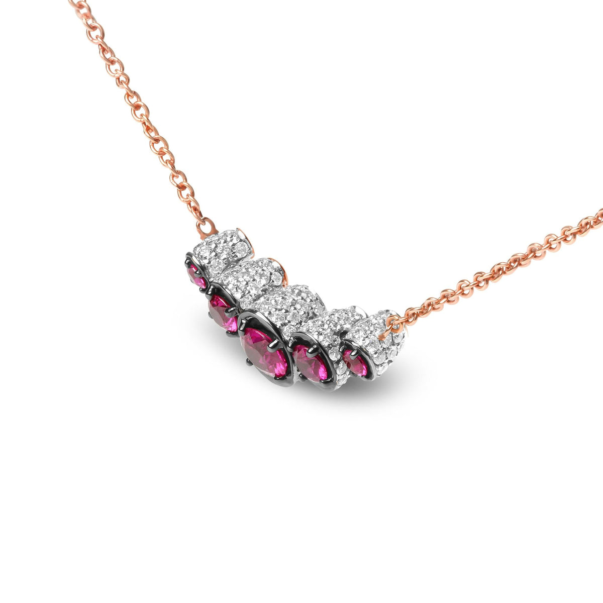 18K Rose Gold Ruby & Diamond Choker Necklace