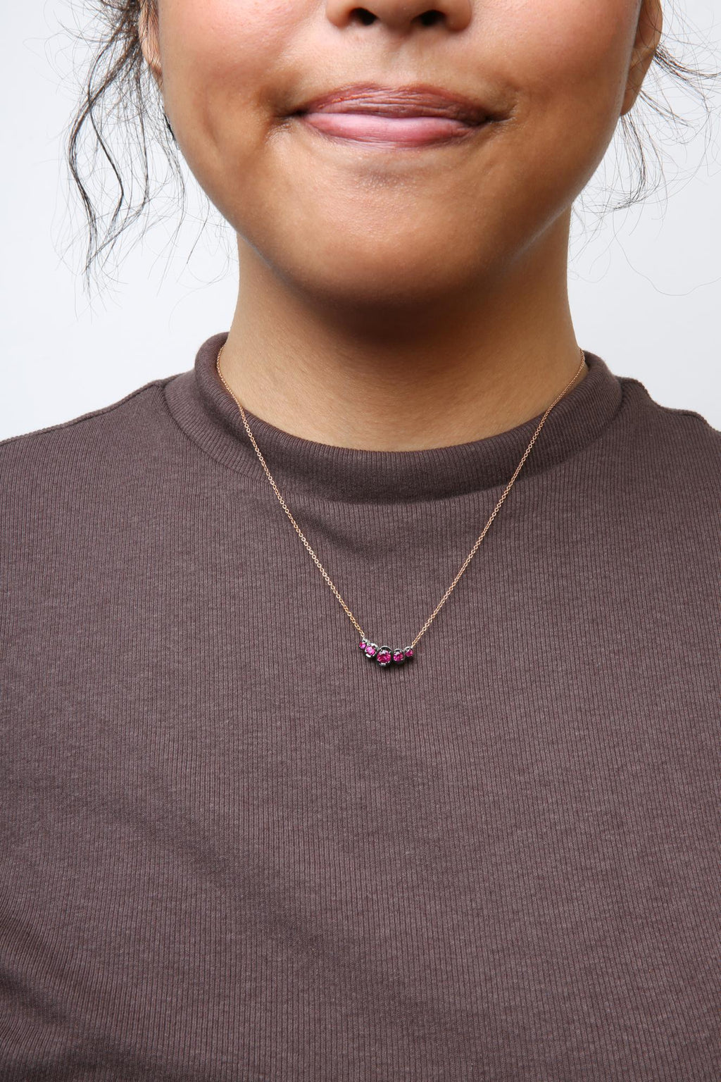 18K Rose Gold Ruby & Diamond Choker Necklace