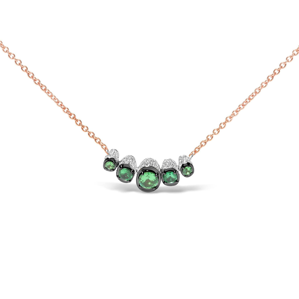 18K Rose Gold Tsavorite & Diamond Choker Necklace