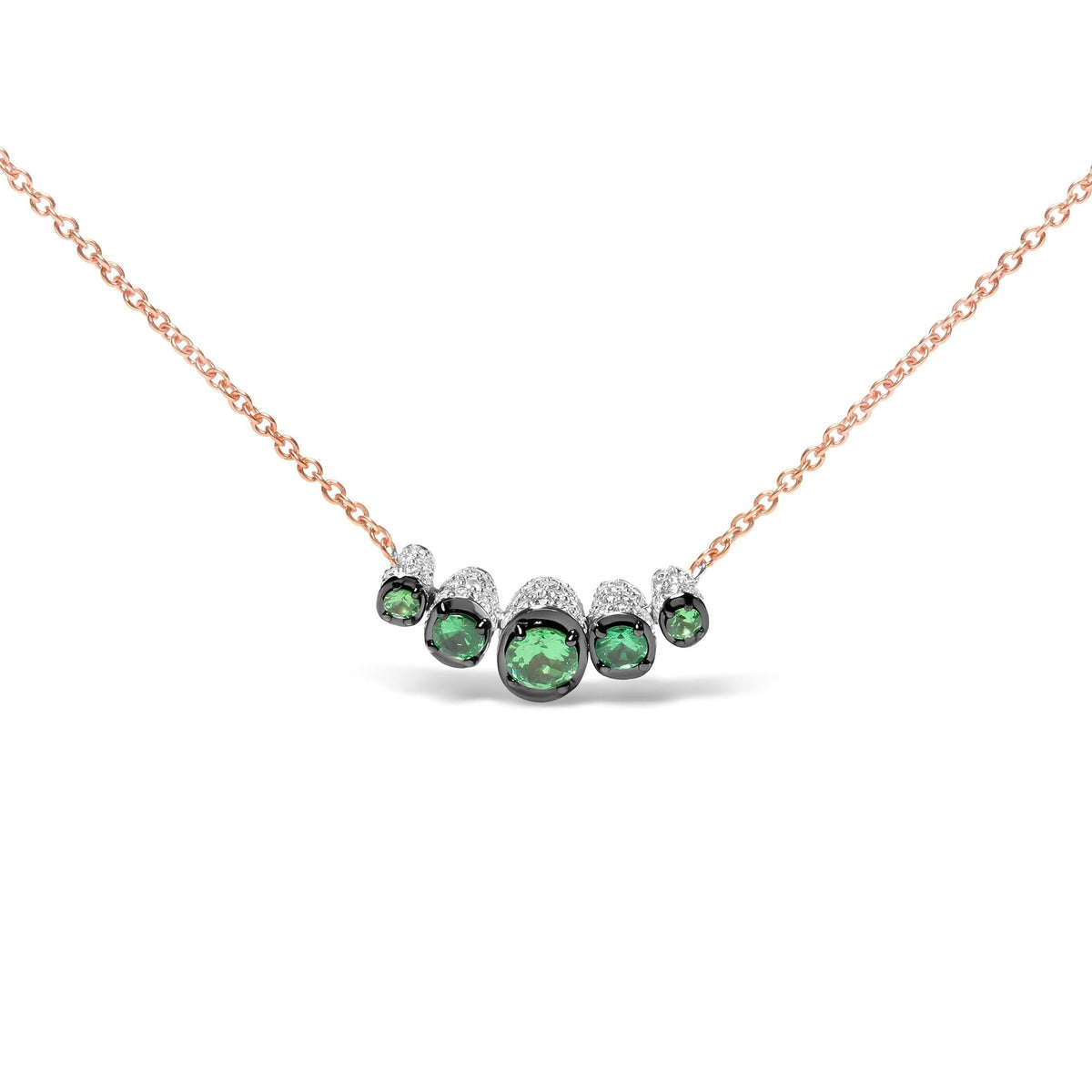 18K Rose Gold Tsavorite & Diamond Choker Necklace