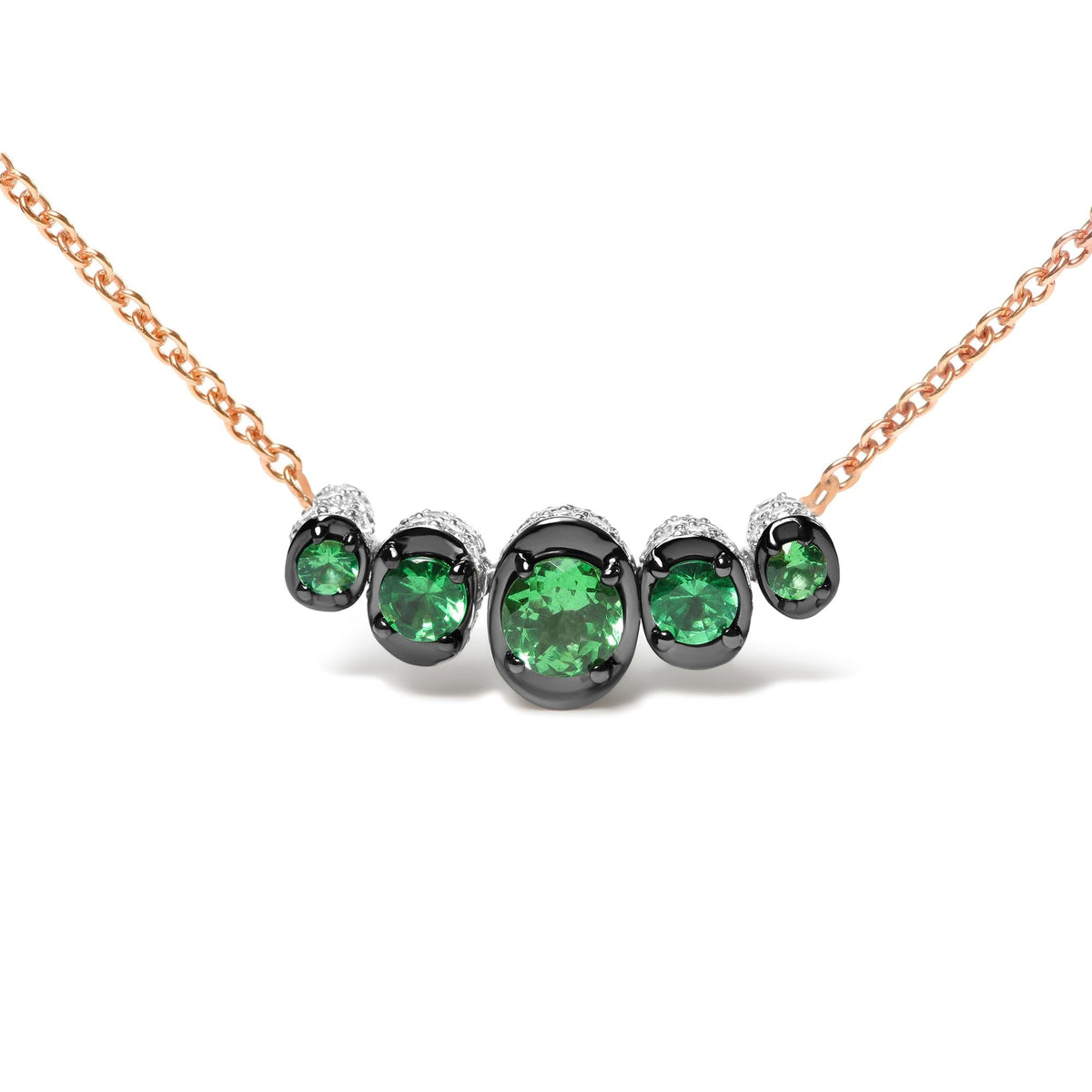 18K Rose Gold Tsavorite & Diamond Choker Necklace