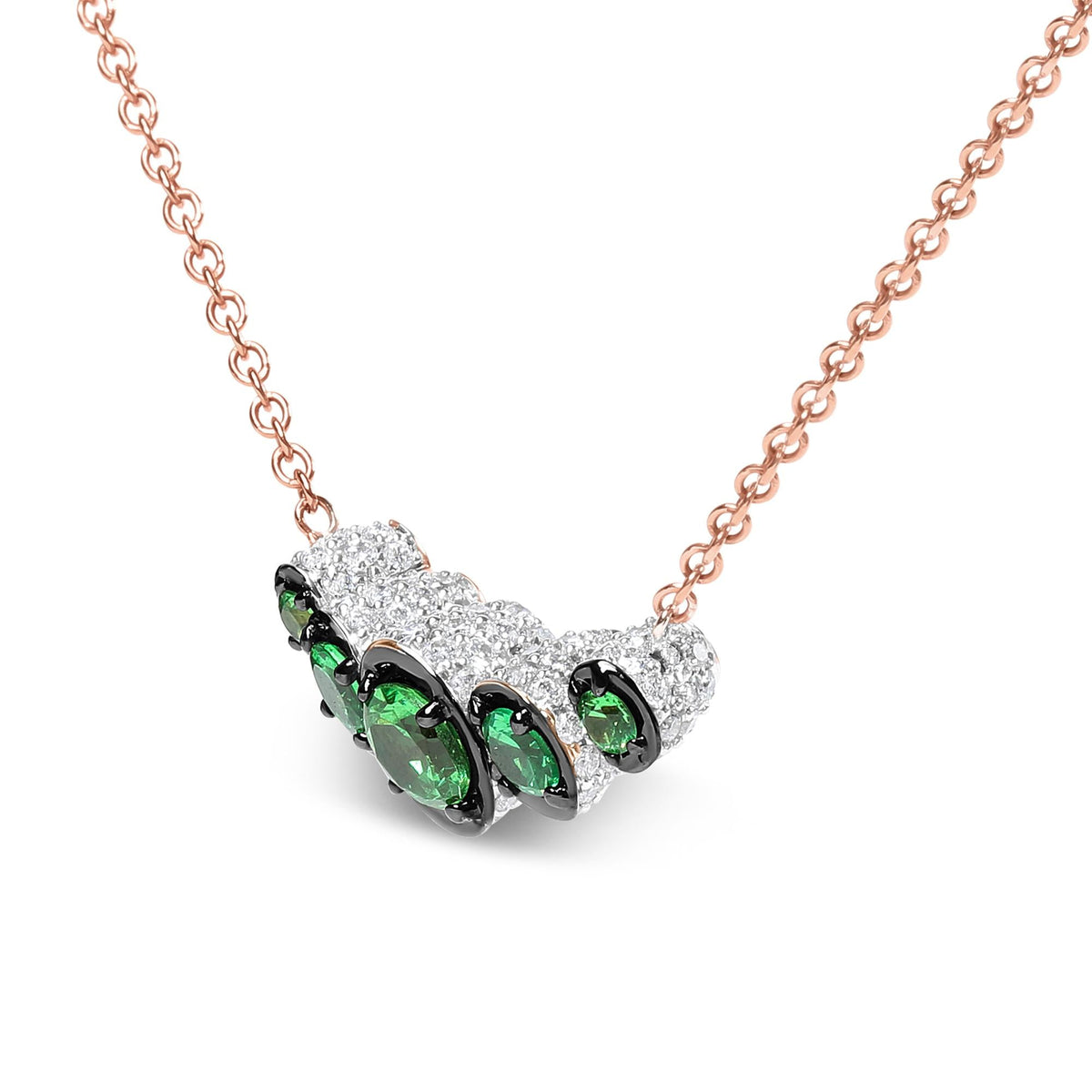 18K Rose Gold Tsavorite & Diamond Choker Necklace
