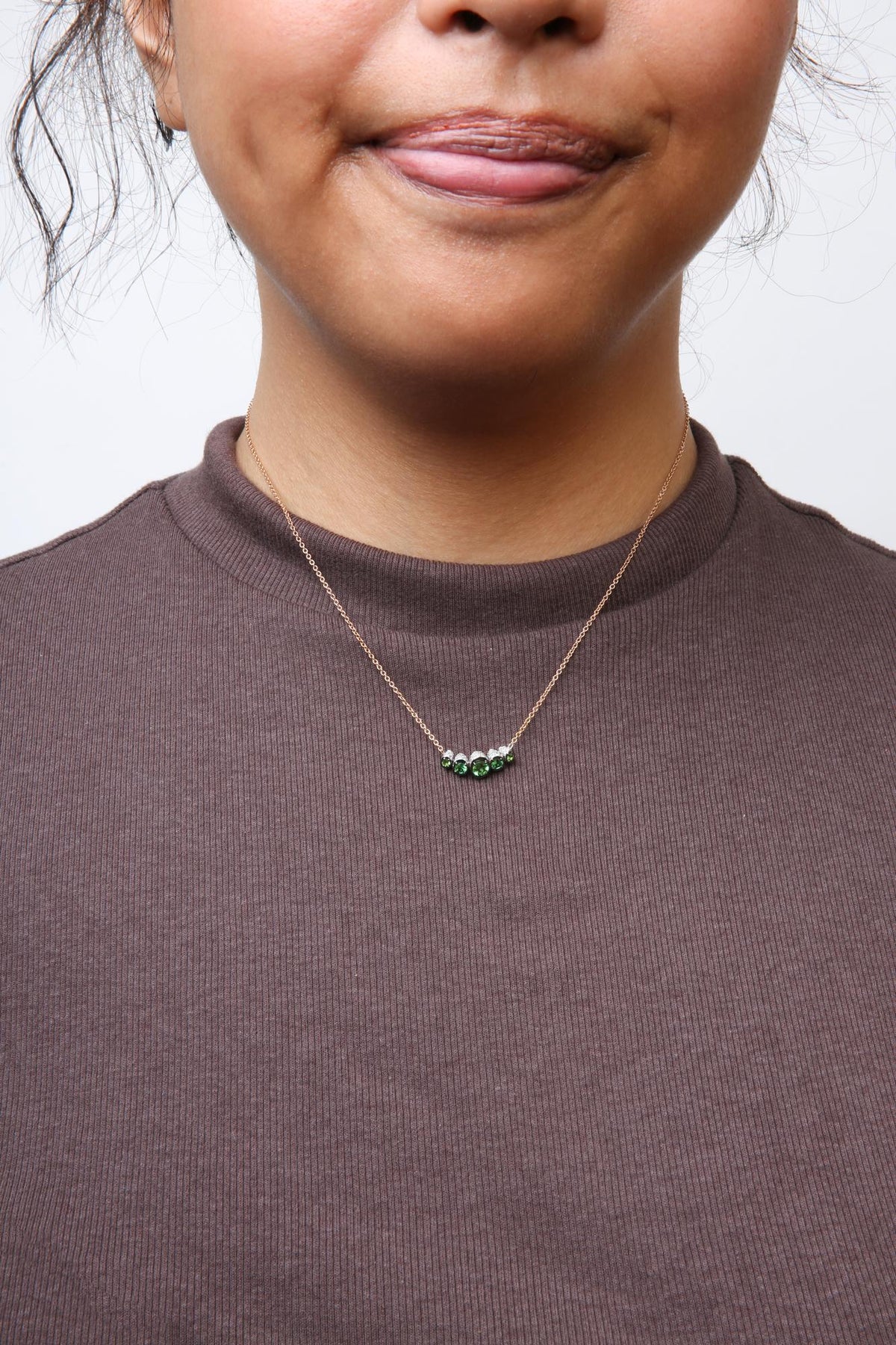 18K Rose Gold Tsavorite & Diamond Choker Necklace